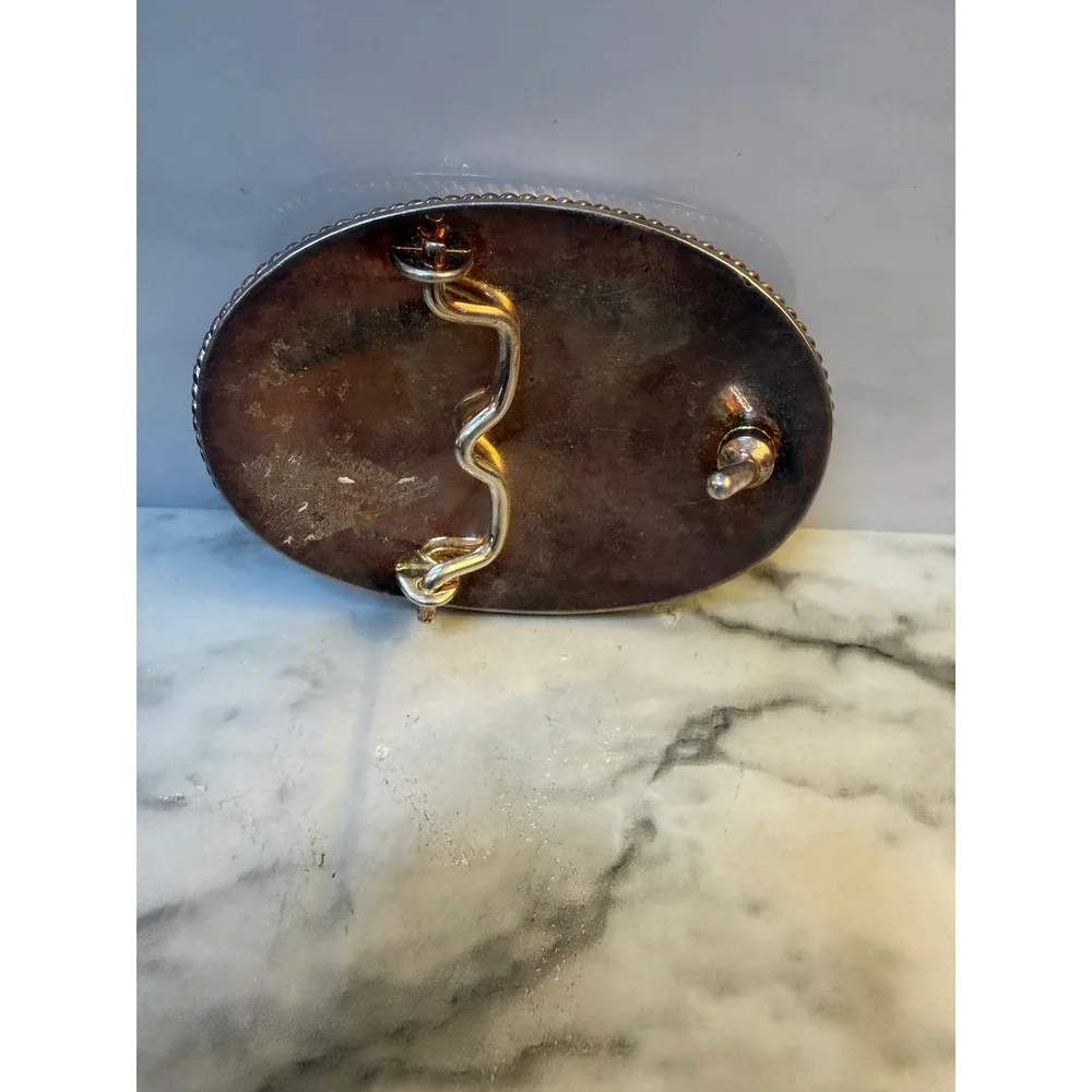 Vintage Montana Silversmiths Silver Plated Native American Chief Belt Buckle